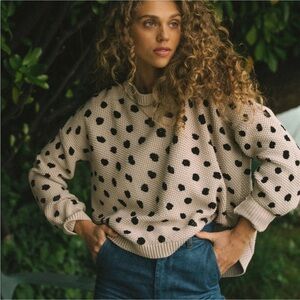 Jackson Rowe Chukar Polka Dot Chunky Sweater Knit Crew Cropped Garmatory Small